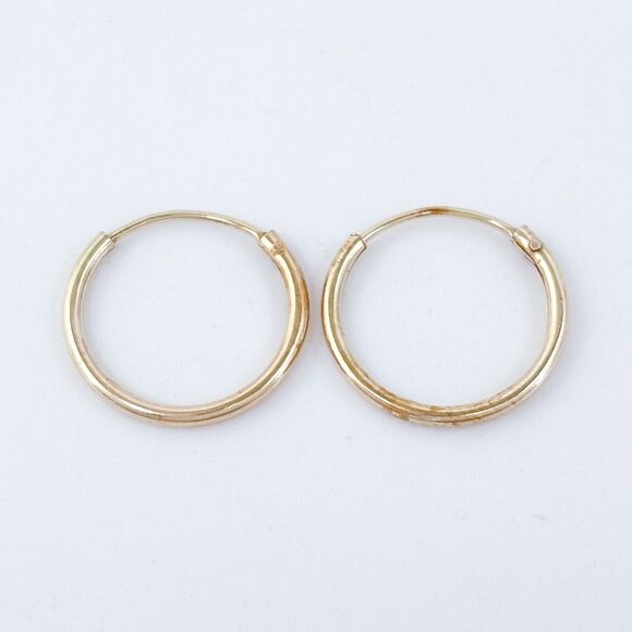 Vintage Sterling Silver 925 Gold Tone Hoop Earrings - Picture 2 of 6